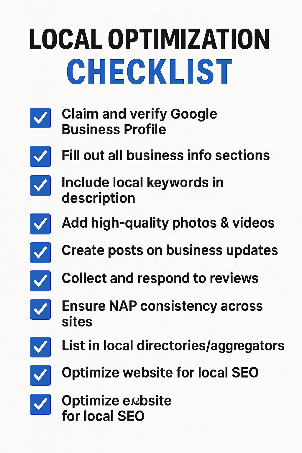Local SEO Services Checklist